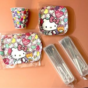 (Sold) Hello Kitty Dinnerware + Silverware Bundle